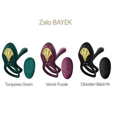 Смарт ерекційне кільце Zalo &mdash; BAYEK Obsidian Black, подвійне з ввідною частиною, пульт ДК SO6646 фото