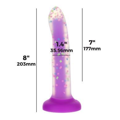 Фалоімітатор, що світиться в темряві, ADDICTION Rave 8&Prime;, Glow in the Dark Dildo Purple Confetti, 20,3 см SX1301 фото