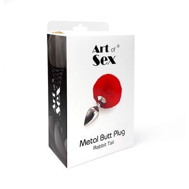 Металевий анальний затор М Art of Sex - Metal Butt plug Rabbit Tail, Білий SO6962 фото