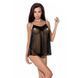 Сорочка прозора бебі дол MELANIA CHEMISE black XXL/XXXL - Passion, трусики, на тонких бретелях EL16306 фото 1