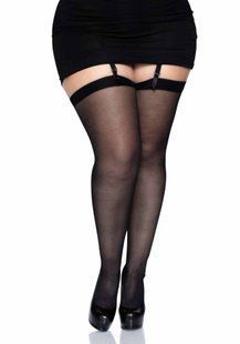 Leg Avenue Sheer Stockings + PLUS SI Black SO7914 фото