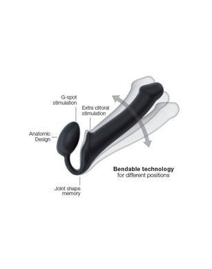 Безремінний страпон Strap-On-Me Black L, повністю регульований, діаметр 3,7см SO2712 фото