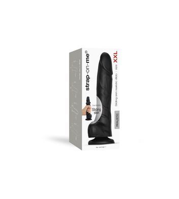 Реалістичний фалоімітатор Strap-On-Me Sliding Skin Realistic Dildo Black - XXL, ефект рухливої шкіри SO6259 фото