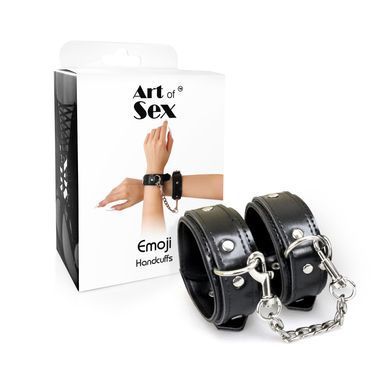 Наручники із екошкіри Art of Sex - Handcuffs Emoji, колір чорний SO9976 фото