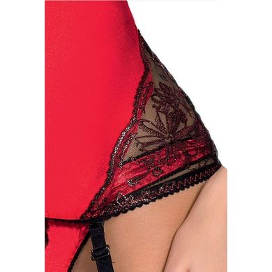 Корсет з пажами BRIDA CORSET red XXL/XXXL - Passion Exclusive, трусики, шнурівка PS22718 фото