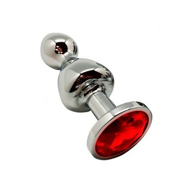 Анальна пробка Wooomy Lollypop Double Ball Metal Plug Red L SO7420 фото