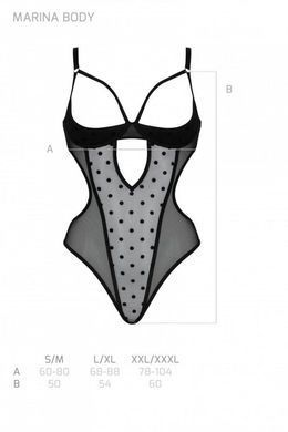 Еротичне боді Passion MARINA BODY, L/XL, black, з відкритими чашками SO9717 фото
