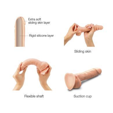 Реалістичний фалоімітатор Strap-On-Me Sliding Skin Realistic Dildo Vanille - L, ефект рухливої шкіри SO6261 фото
