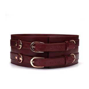 Шкіряний пояс для бондажу Liebe Seele Wine Red Waist Cuff, M Size SO9461 фото