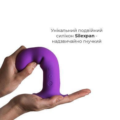 Двошаровий ділдо з вібрацією Adrien Lastic Hitsens 3 Purple, відмінно для страпона, діаметр 4 см, до SO5053 фото
