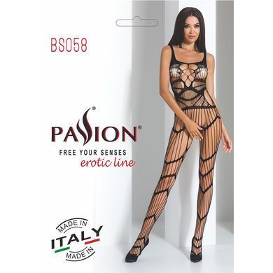 Бодістокінг Passion BS058 black, комбінезон, дуже повітряний PBS058B фото
