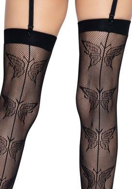Панчохи-сітка зі швом ззаду Leg Avenue Butterfly back seam this highs One size Black SO8579 фото