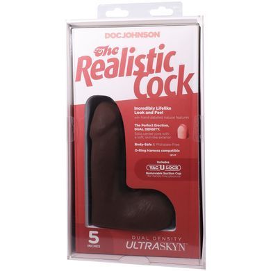 Фалоімітатор Doc Johnson The Realistic Cock ULTRASKYN - 5 Inch with Balls Chocolate SX4483 фото