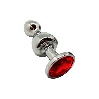 Анальна пробка Wooomy Lollypop Double Ball Metal Plug Red M SO7423 фото