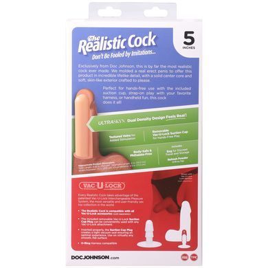 Фалоімітатор Doc Johnson The Realistic Cock ULTRASKYN - 5 Inch with Balls Chocolate SX4483 фото