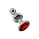 Анальна пробка Wooomy Lollypop Double Ball Metal Plug Red M SO7423 фото 1