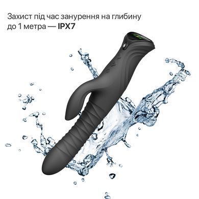 Смарт пульсатор-кролик з вібрацією Zalo Mose 2 Obsidian Black, підігрів до 42 &deg;C, кристал Swarovski SX2688 фото