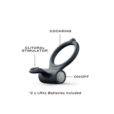 Ерекційне кільце Dorcel Power Clit Black V2 з вібрацією та язичком з щіточкою MD1410 фото