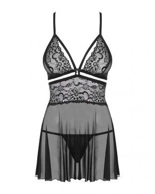 Obsessive 838-BAB-1 babydoll & thong black L/XL SO7182 фото