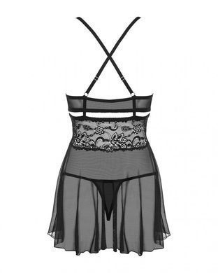 Obsessive 838-BAB-1 babydoll & thong black L/XL SO7182 фото
