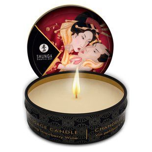 Масажна свічка Shunga Mini Massage Candle &ndash; Sparkling Strawberry Wine (30 мл) з афродизіаками SO2519 фото