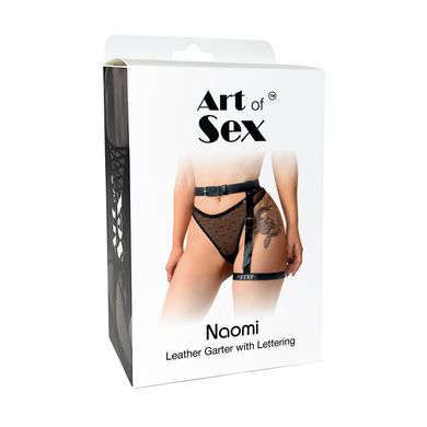 Гартер на ногу Art of Sex - Naomi з написом SEXY, натуральна шкіра, розмір XS-2XL, колір чорний SO7372 фото