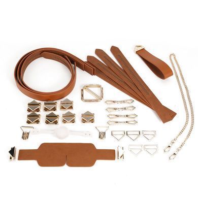 БДСМ-набір LOCKINK Bondage & Restraint Set, коричневий, натуральна шкіра, фіксатори, маска, кляп SX0822 фото