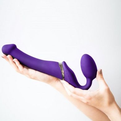 Безремінний страпон з вібрацією Strap-On-Me Vibrating Violet M, діаметр 3,3см, пульт ДК, регульовани SO3825 фото