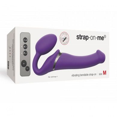 Безремінний страпон з вібрацією Strap-On-Me Vibrating Violet M, діаметр 3,3см, пульт ДК, регульовани SO3825 фото