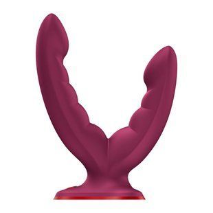 Подвійний фалоімітатор Fun Factory RYDE Wine Red, гнучкі стовбури, присоска SX3657 фото
